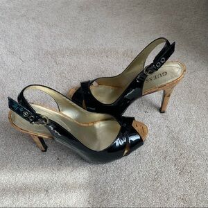 Guess Patton Leather Open Toe Hi-Heel Sandals